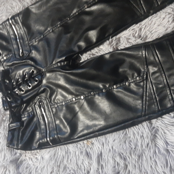 Faux leather lace up pants. Size M. Fits like a S. - Picture 3 of 4